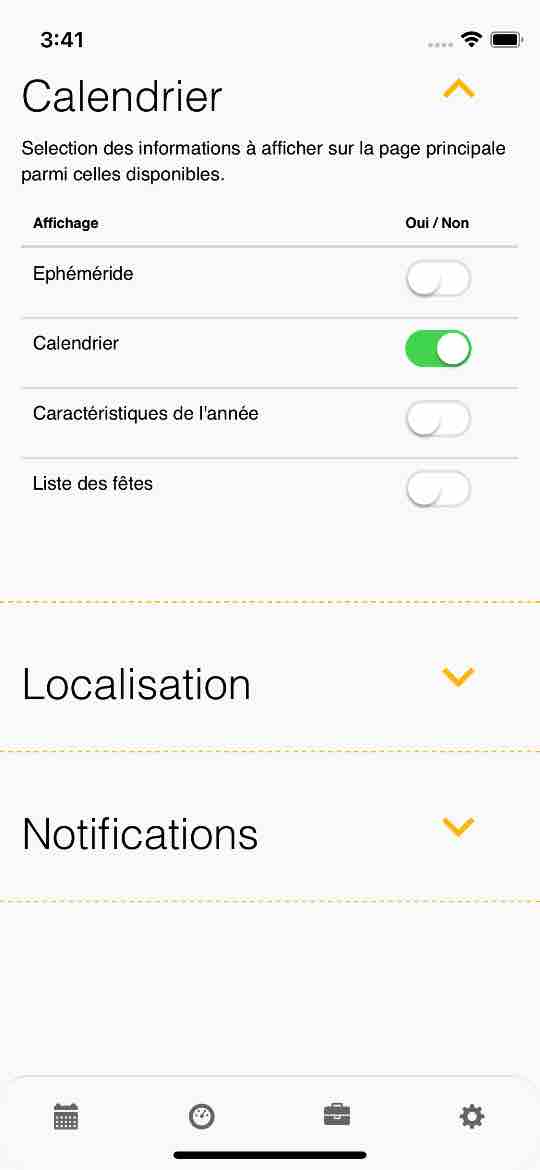 hebraic - écran éphémeride